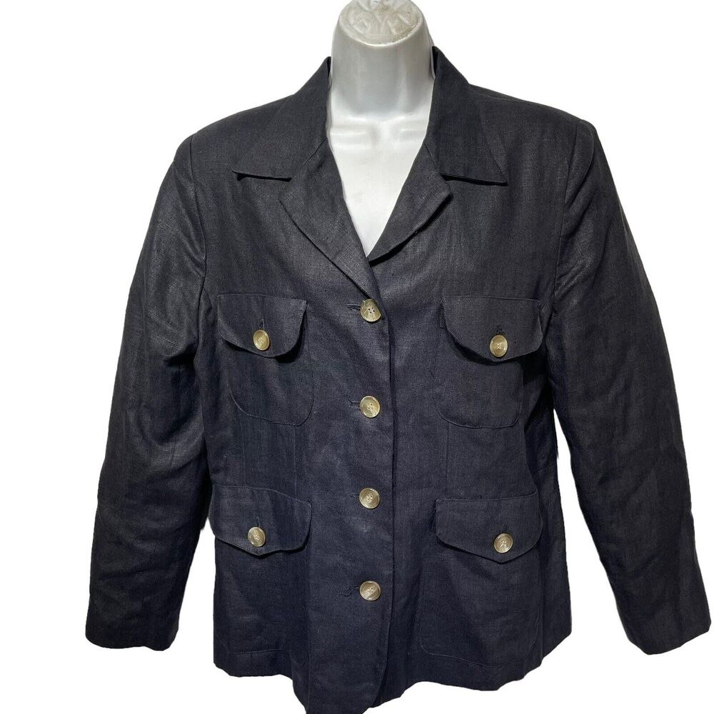 Vintage Susan Matthews New York linen long sleeve button up blazer Size 12